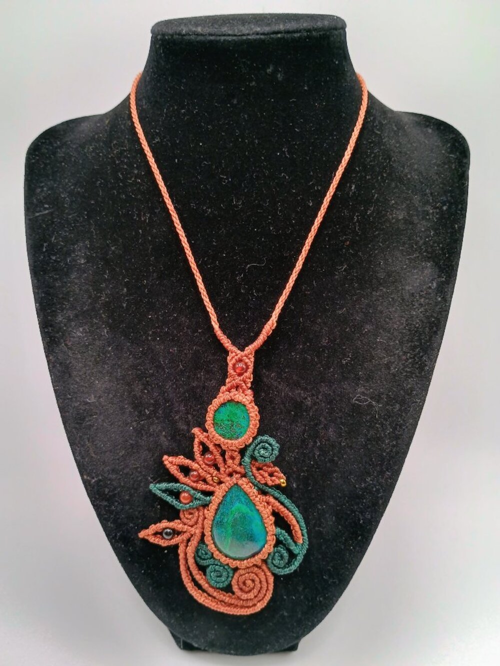 Eye-catching Macrame Necklace with Natural Turquoise Stones